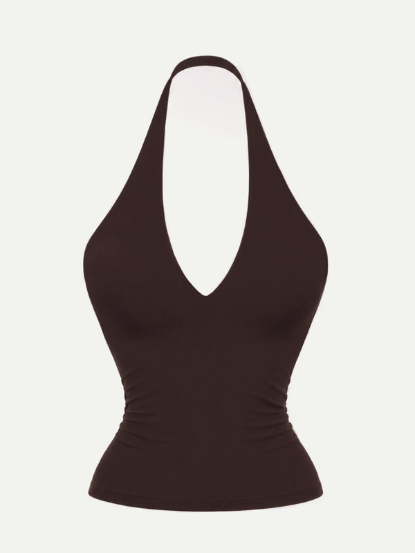 TOP HALTER DARK CHOCOLATE