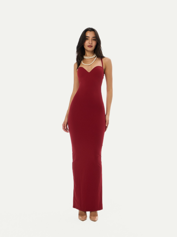 ROBE SABLIER SIRÈNE CERISE